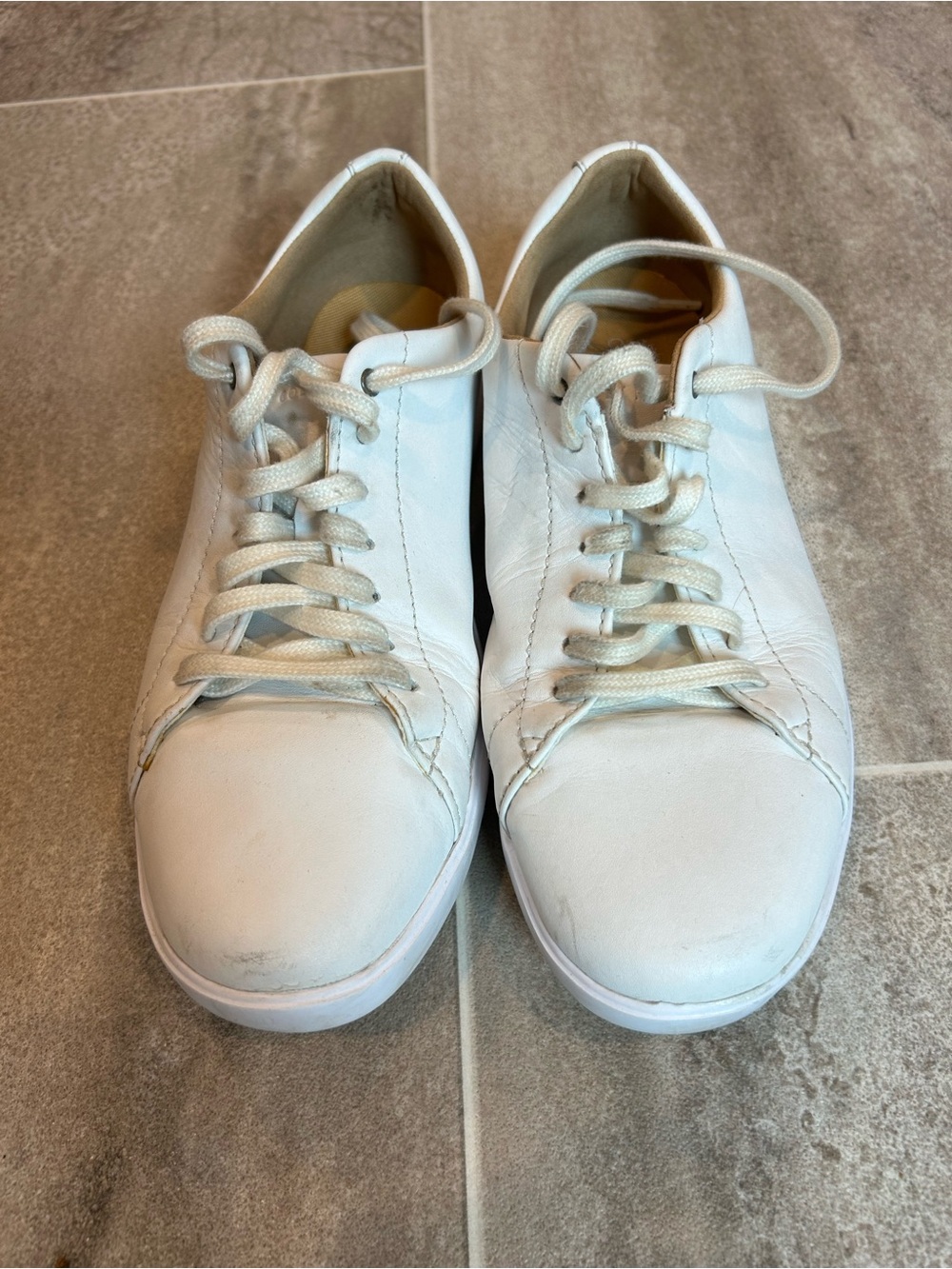 Cole Haan White Leather Lace-Up Sneakers